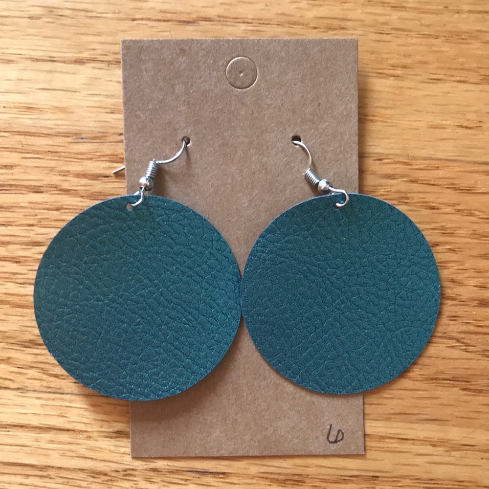 Blue Leather Earrings